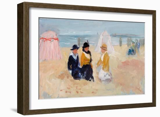 On the Shore, C.1910-14 (Oil on Millboard)-George Leslie Hunter-Framed Giclee Print