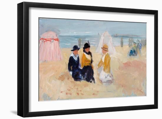 On the Shore, C.1910-14 (Oil on Millboard)-George Leslie Hunter-Framed Giclee Print