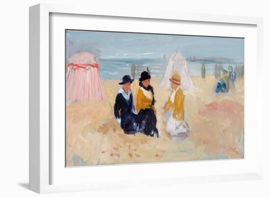 On the Shore, C.1910-14 (Oil on Millboard)-George Leslie Hunter-Framed Giclee Print