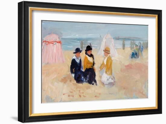 On the Shore, C.1910-14 (Oil on Millboard)-George Leslie Hunter-Framed Giclee Print