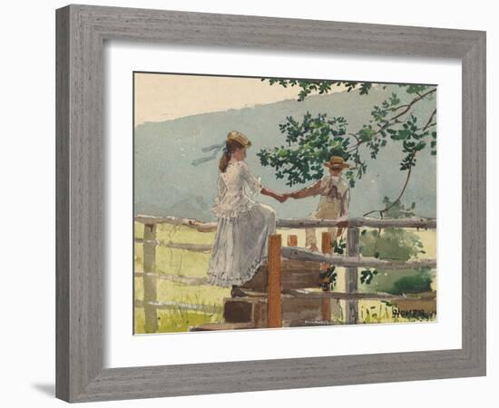 On the Stile, 1878-Winslow Homer-Framed Art Print