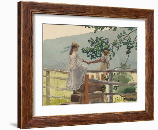 On the Stile, 1878-Winslow Homer-Framed Art Print