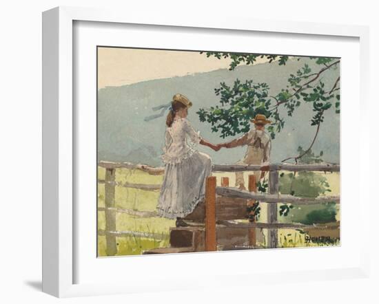 On the Stile, 1878-Winslow Homer-Framed Art Print