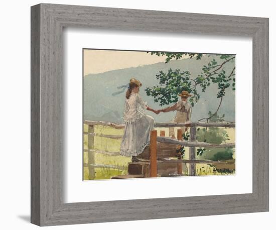 On the Stile, 1878-Winslow Homer-Framed Art Print