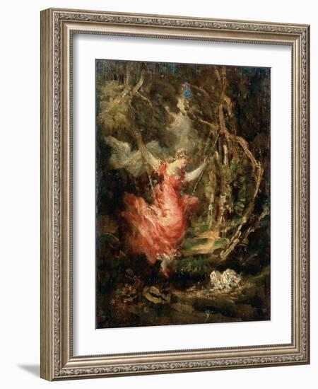 On the Swing, 19th Century-Adolphe-Thomas-Joseph Monticelli-Framed Giclee Print