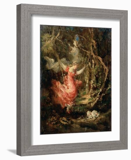 On the Swing, 19th Century-Adolphe-Thomas-Joseph Monticelli-Framed Giclee Print