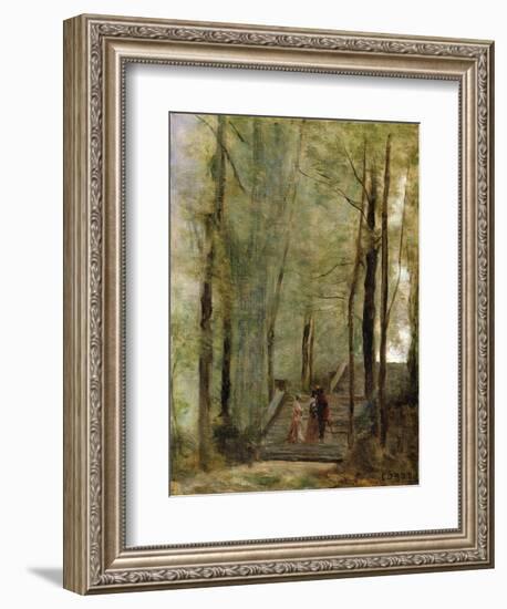 On the Terrace Steps, 1870-Jean-Baptiste-Camille Corot-Framed Giclee Print