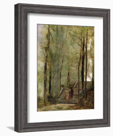 On the Terrace Steps, 1870-Jean-Baptiste-Camille Corot-Framed Giclee Print