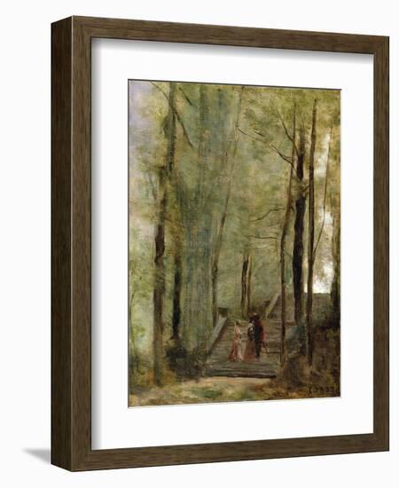 On the Terrace Steps, 1870-Jean-Baptiste-Camille Corot-Framed Giclee Print