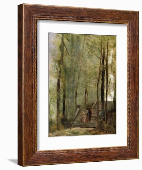 On the Terrace Steps, 1870-Jean-Baptiste-Camille Corot-Framed Giclee Print