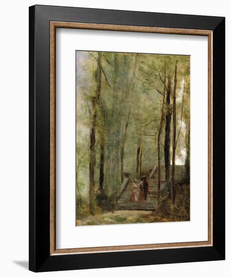 On the Terrace Steps, 1870-Jean-Baptiste-Camille Corot-Framed Giclee Print