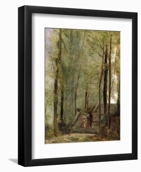 On the Terrace Steps, 1870-Jean-Baptiste-Camille Corot-Framed Giclee Print