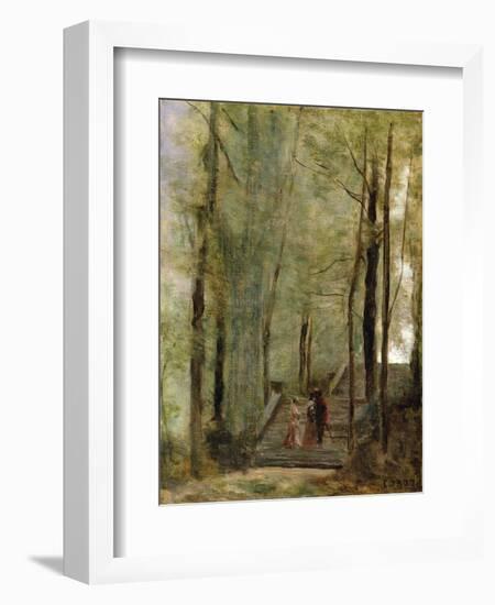 On the Terrace Steps, 1870-Jean-Baptiste-Camille Corot-Framed Giclee Print