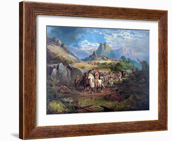 On the War Path, Pub. 1871 (Colour Litho)-John Mix Stanley-Framed Giclee Print