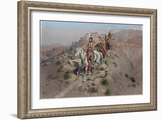 On the Warpath, 1895-Charles Marion Russell-Framed Giclee Print