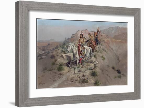 On the Warpath, 1895-Charles Marion Russell-Framed Giclee Print