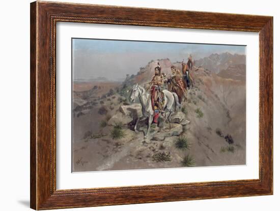 On the Warpath, 1895-Charles Marion Russell-Framed Giclee Print