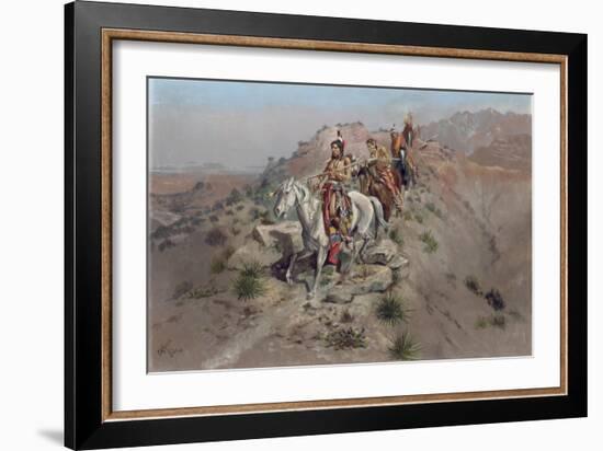 On the Warpath, 1895-Charles Marion Russell-Framed Giclee Print