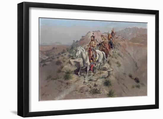 On the Warpath, 1895-Charles Marion Russell-Framed Giclee Print