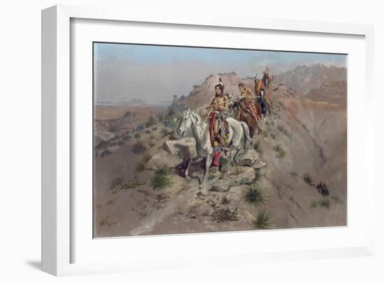 On the Warpath, 1895-Charles Marion Russell-Framed Giclee Print