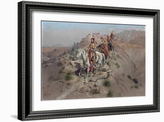 On the Warpath, 1895-Charles Marion Russell-Framed Giclee Print