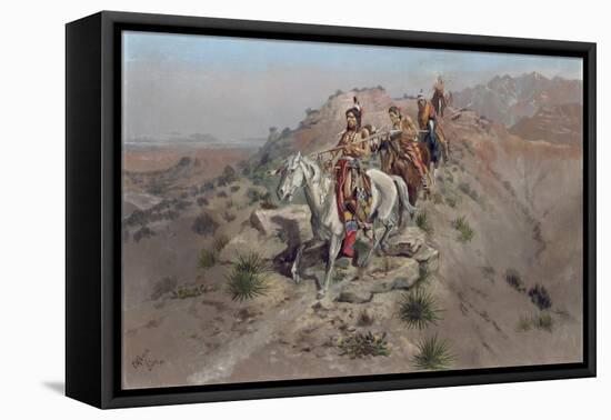 On the Warpath, 1895-Charles Marion Russell-Framed Premier Image Canvas