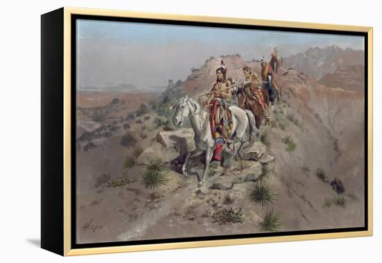 On the Warpath, 1895-Charles Marion Russell-Framed Premier Image Canvas