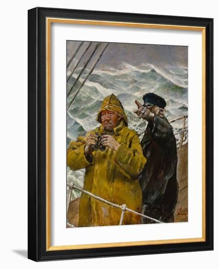 On the Watch (Oil on Canvas)-Christian Krohg-Framed Giclee Print