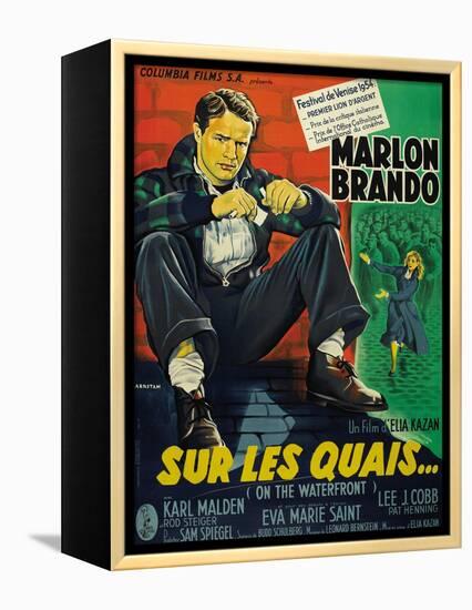 On the Waterfront, French Movie Poster, 1954-null-Framed Stretched Canvas