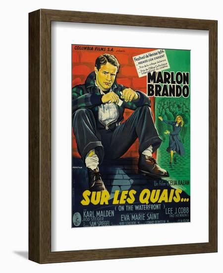 On the Waterfront, French Movie Poster, 1954-null-Framed Art Print