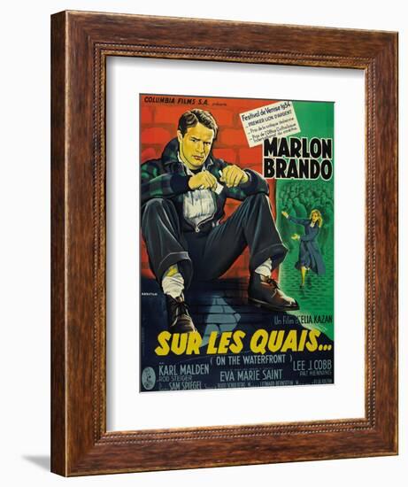 On the Waterfront, French Movie Poster, 1954-null-Framed Art Print