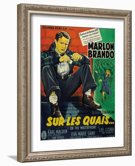 On the Waterfront, French Movie Poster, 1954-null-Framed Art Print