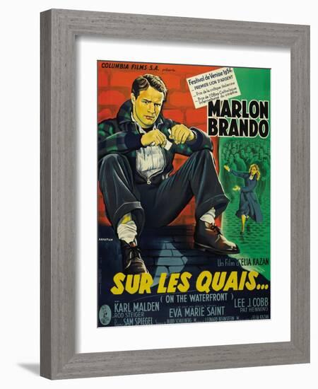 On the Waterfront, French Movie Poster, 1954-null-Framed Art Print