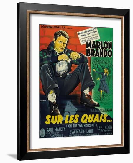 On the Waterfront, French Movie Poster, 1954-null-Framed Art Print