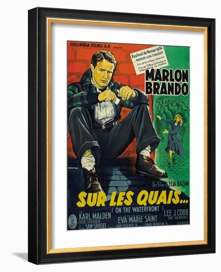 On the Waterfront, French Movie Poster, 1954-null-Framed Art Print