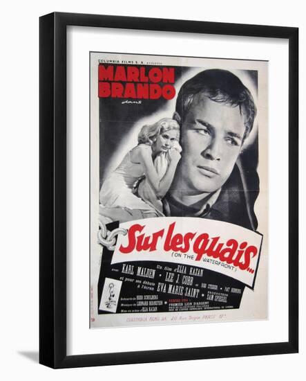 On the Waterfront, French Movie Poster, 1954-null-Framed Art Print