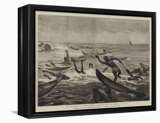 On the Way to India, Somali Boys Diving for Money at Aden-null-Framed Premier Image Canvas