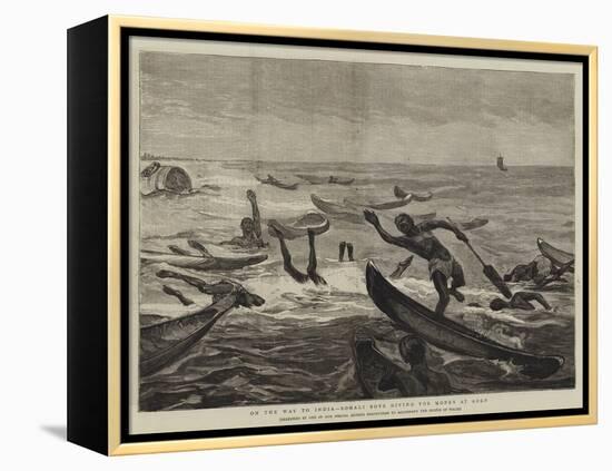 On the Way to India, Somali Boys Diving for Money at Aden-null-Framed Premier Image Canvas