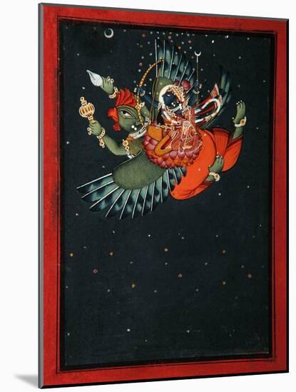 On the Wings of Garuda: Krishna and Satyabhama Fly Through the Night Sky, C.1750-null-Mounted Giclee Print