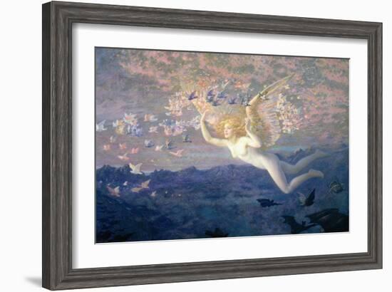 On the Wings of the Morning, 1905 (W/C Heightened with Bodycolour and Gold Paint)-Edward Robert Hughes-Framed Giclee Print