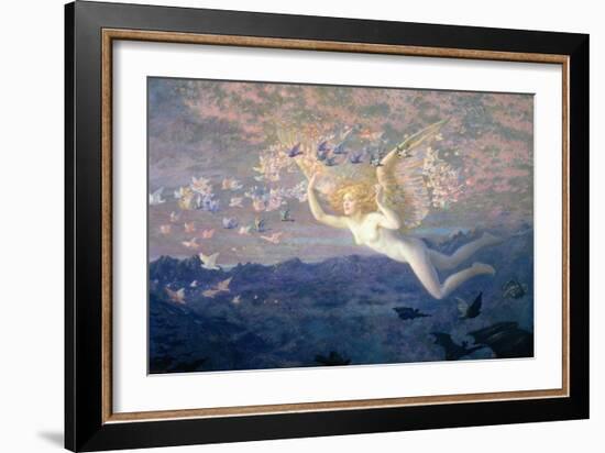 On the Wings of the Morning, 1905 (W/C Heightened with Bodycolour and Gold Paint)-Edward Robert Hughes-Framed Giclee Print