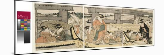 On top and beneath Ryogoku Bridge , c.1795-96-Kitagawa Utamaro-Mounted Giclee Print