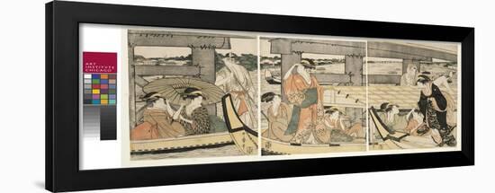 On top and beneath Ryogoku Bridge , c.1795-96-Kitagawa Utamaro-Framed Giclee Print