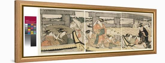 On top and beneath Ryogoku Bridge , c.1795-96-Kitagawa Utamaro-Framed Premier Image Canvas