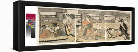 On top and beneath Ryogoku Bridge , c.1795-96-Kitagawa Utamaro-Framed Premier Image Canvas