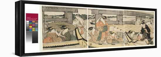 On top and beneath Ryogoku Bridge , c.1795-96-Kitagawa Utamaro-Framed Premier Image Canvas