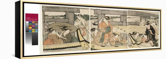 On top and beneath Ryogoku Bridge , c.1795-96-Kitagawa Utamaro-Framed Premier Image Canvas