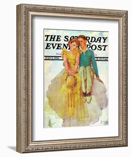 "On Top of the World" Saturday Evening Post Cover, July 11,1936-Norman Rockwell-Framed Giclee Print