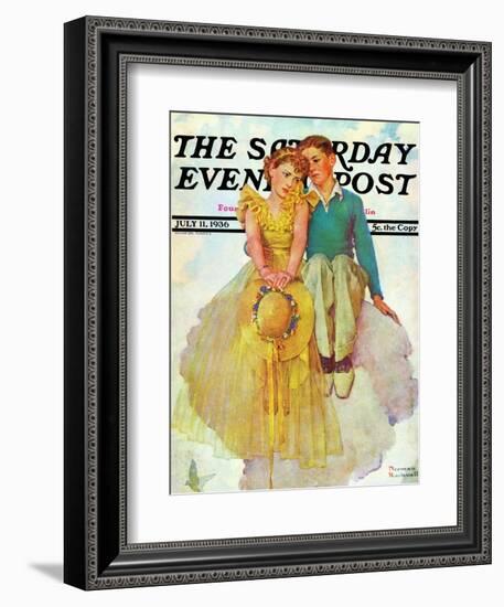 "On Top of the World" Saturday Evening Post Cover, July 11,1936-Norman Rockwell-Framed Giclee Print