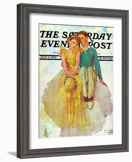 "On Top of the World" Saturday Evening Post Cover, July 11,1936-Norman Rockwell-Framed Giclee Print